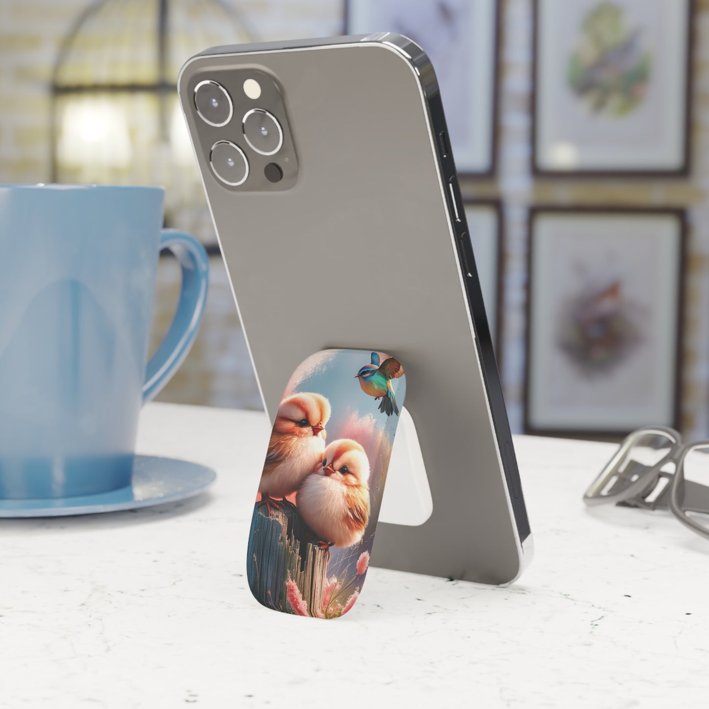 Perch-fect Pair: Double the Fluff, Double the Tweet - Phone Click-On Grip