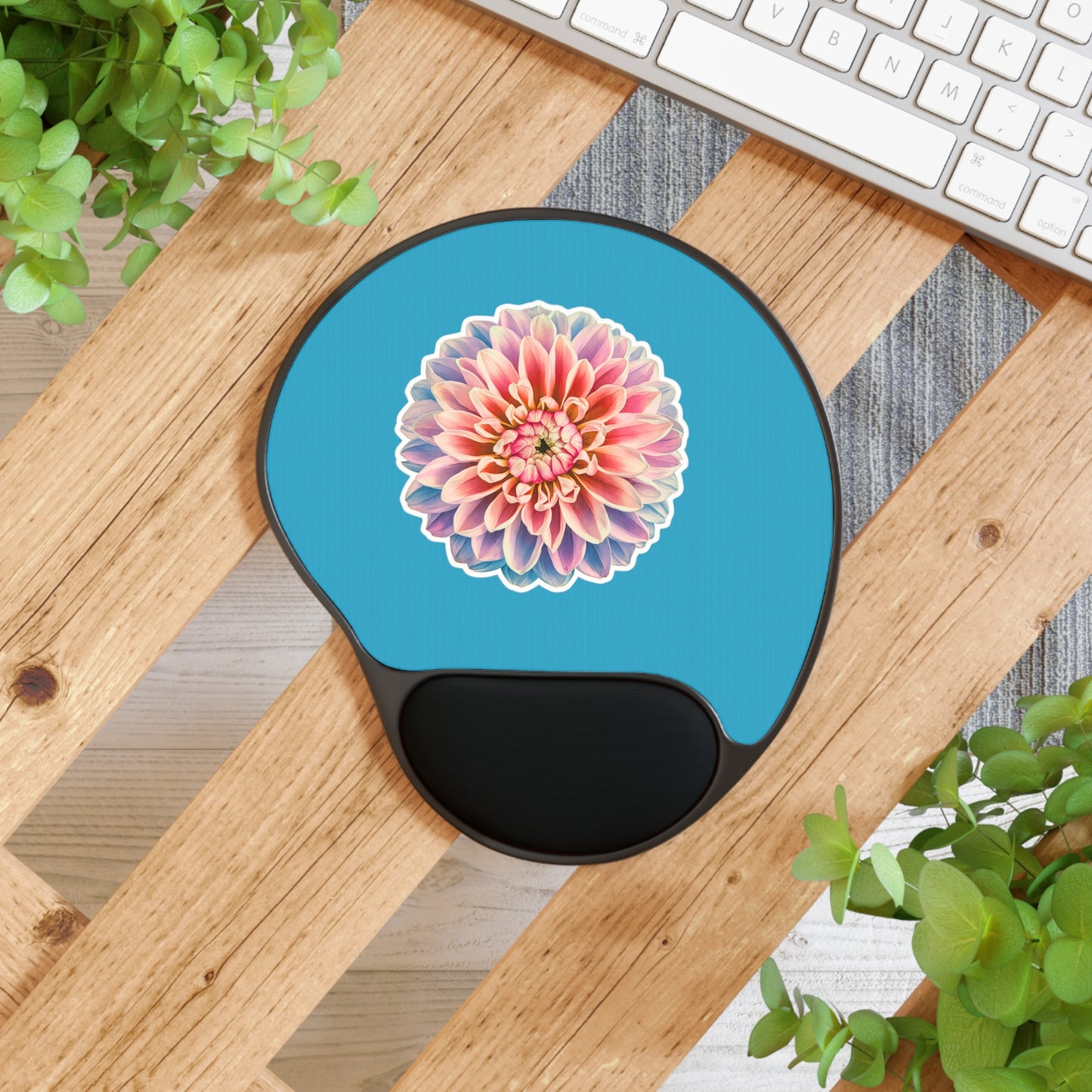 "A Chrysanthemum Blossom" - Mouse Pad With Wrist Rest