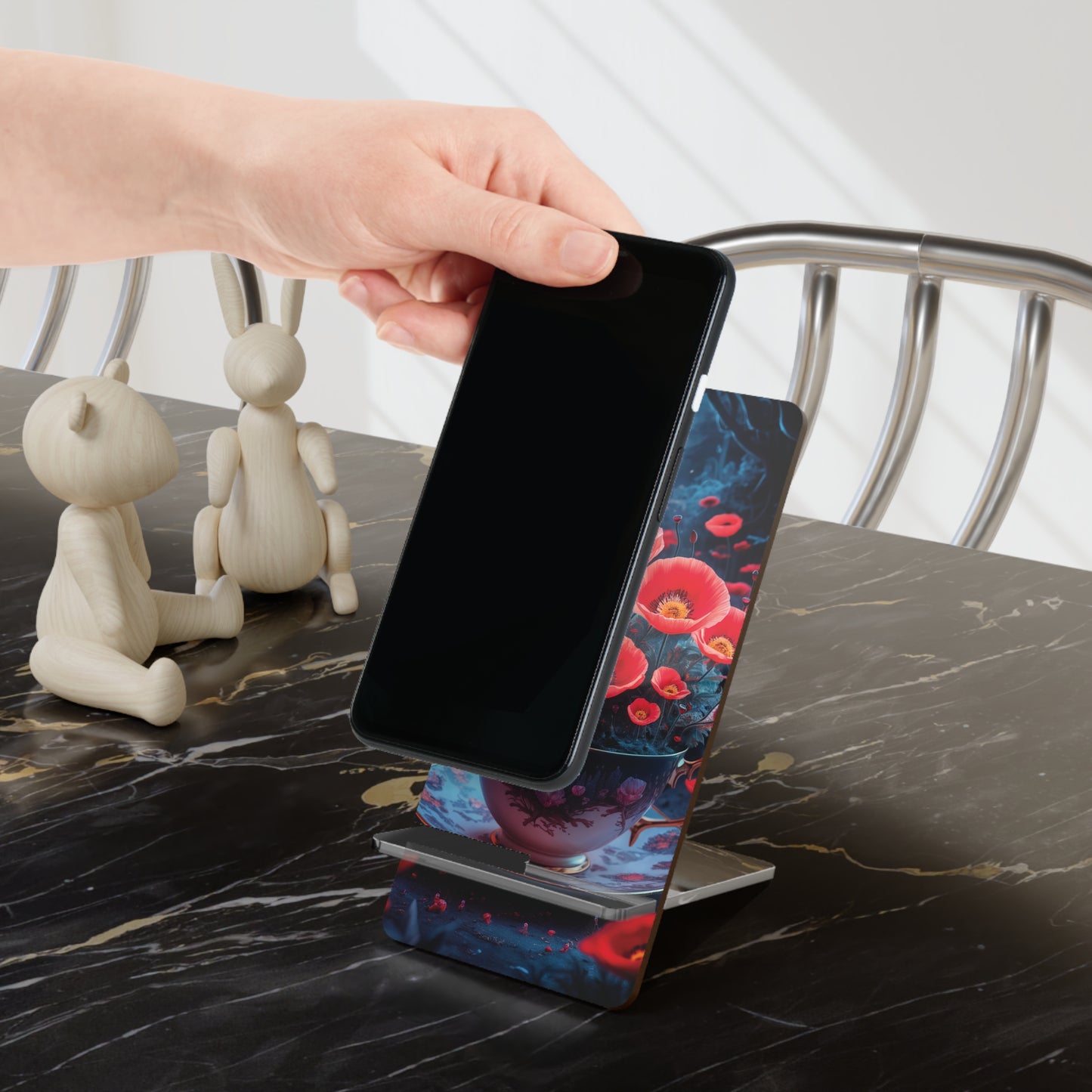 Red Poppies for Tea: Let's Brew Happiness! - Display Stand for Smartphones