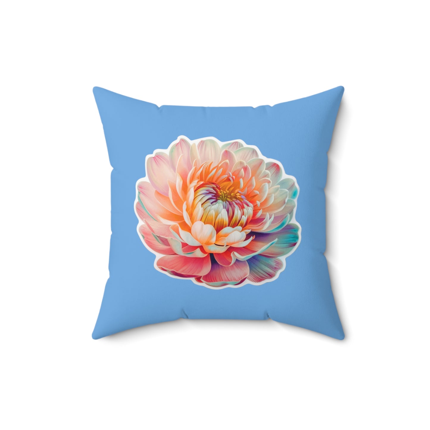 "A plethora of hues Flower" - Spun Polyester Square Pillow