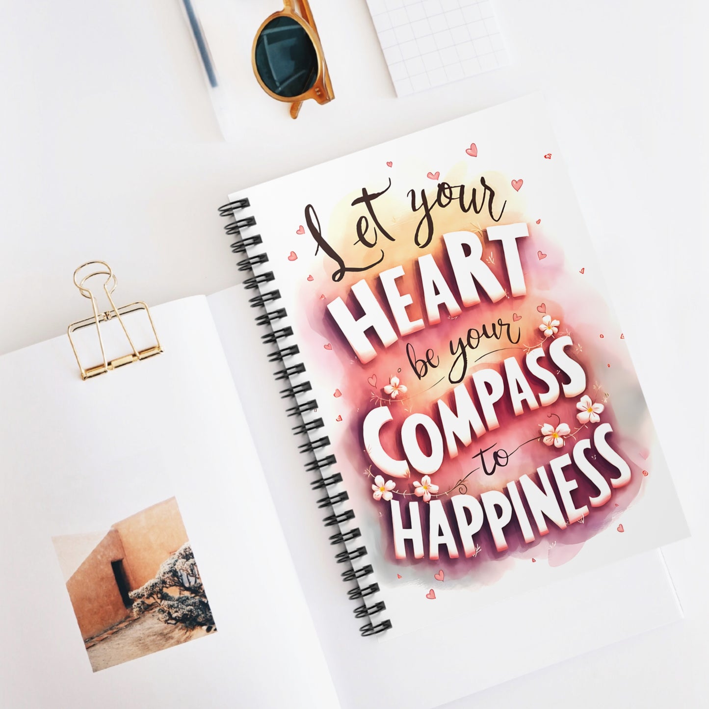 Let Your Heart be Your Compass to Happiness Spiral Notebook - Ruled Line