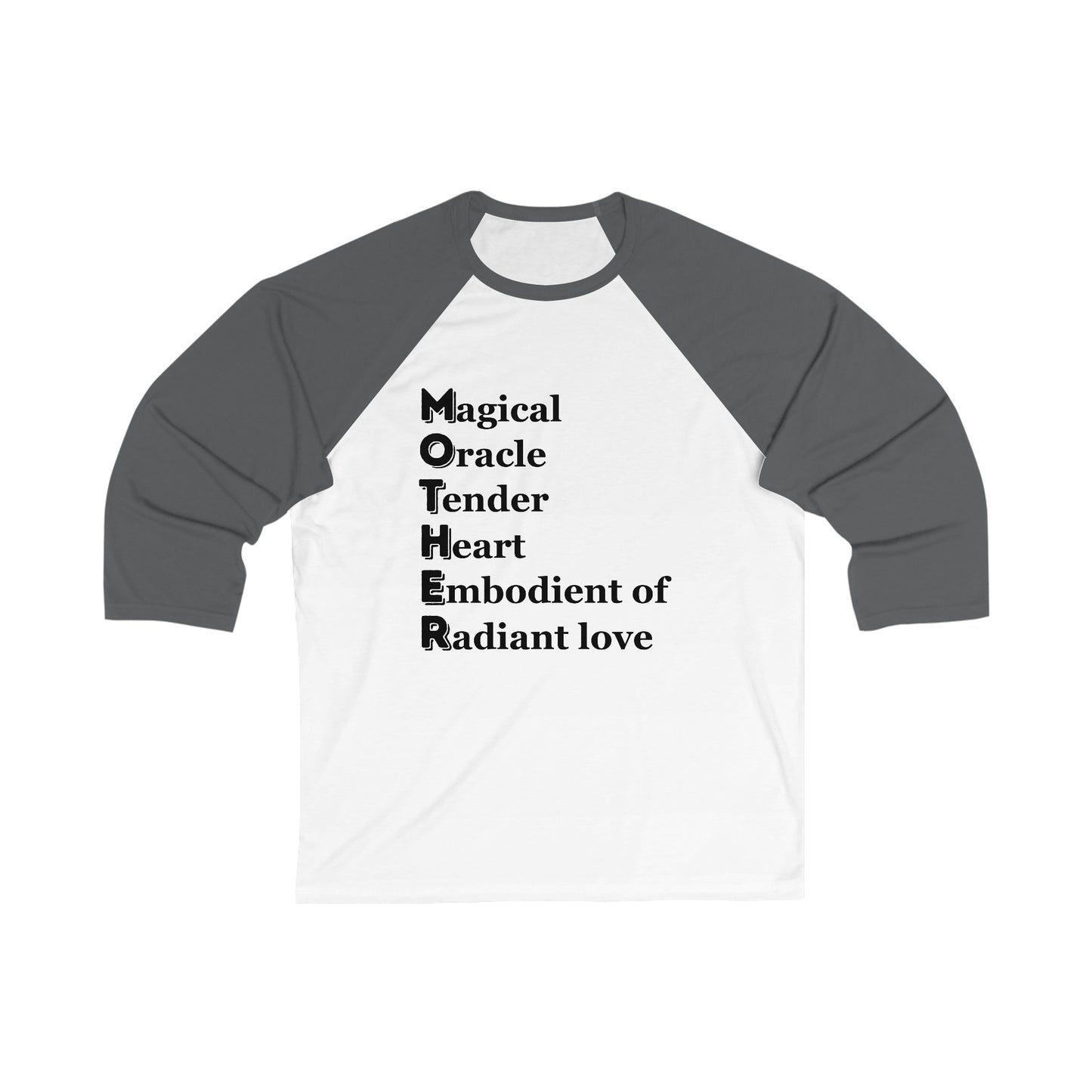 "MOTHER Magical Oracle, Tender Heart, Embodiment of Radiant Love" - Unisex 3\4 Sleeve Baseball Tee