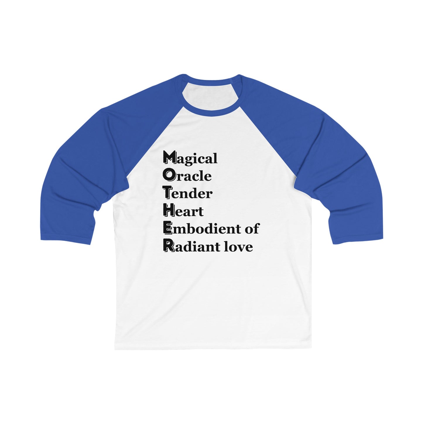 "MOTHER Magical Oracle, Tender Heart, Embodiment of Radiant Love" - Unisex 3\4 Sleeve Baseball Tee