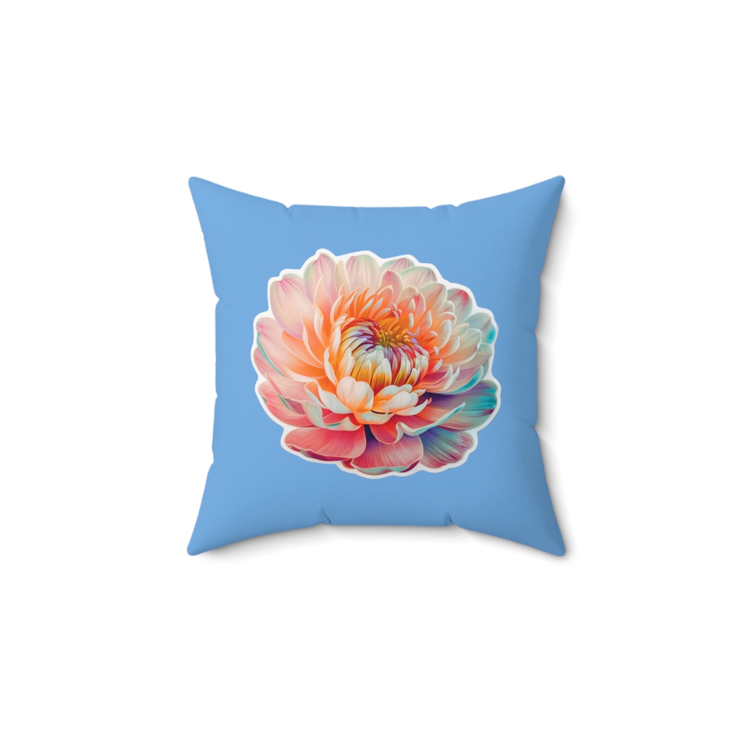 "A plethora of hues Flower" - Spun Polyester Square Pillow