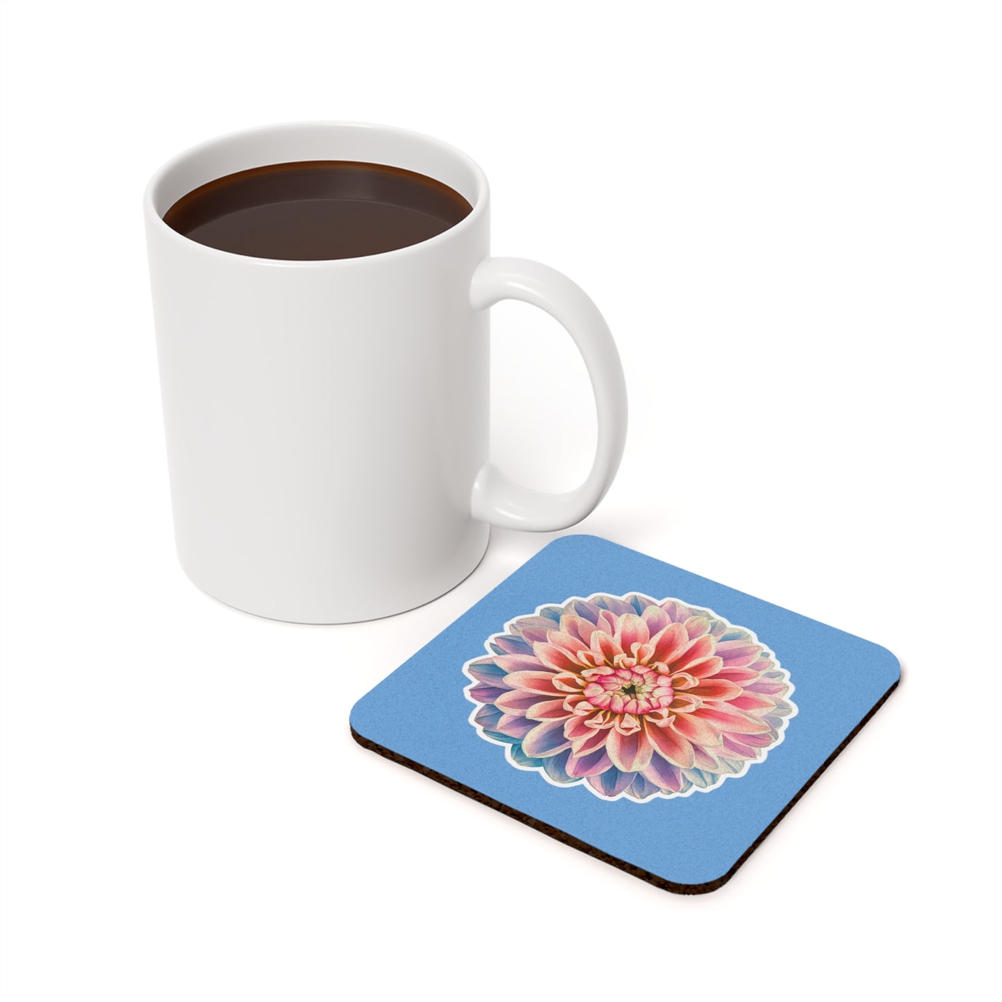 Coaster with Chrysanthemum Design - Cork Coaster