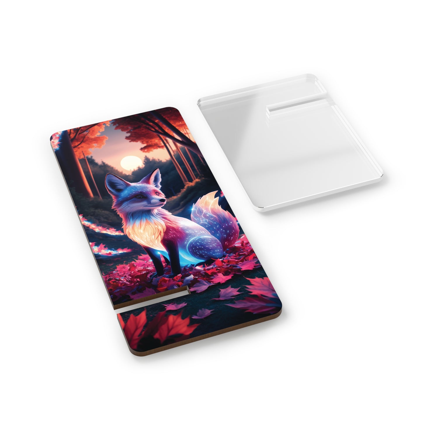Autumn Glow: Fox and Phone in Harmony - Display Stand for Smartphones