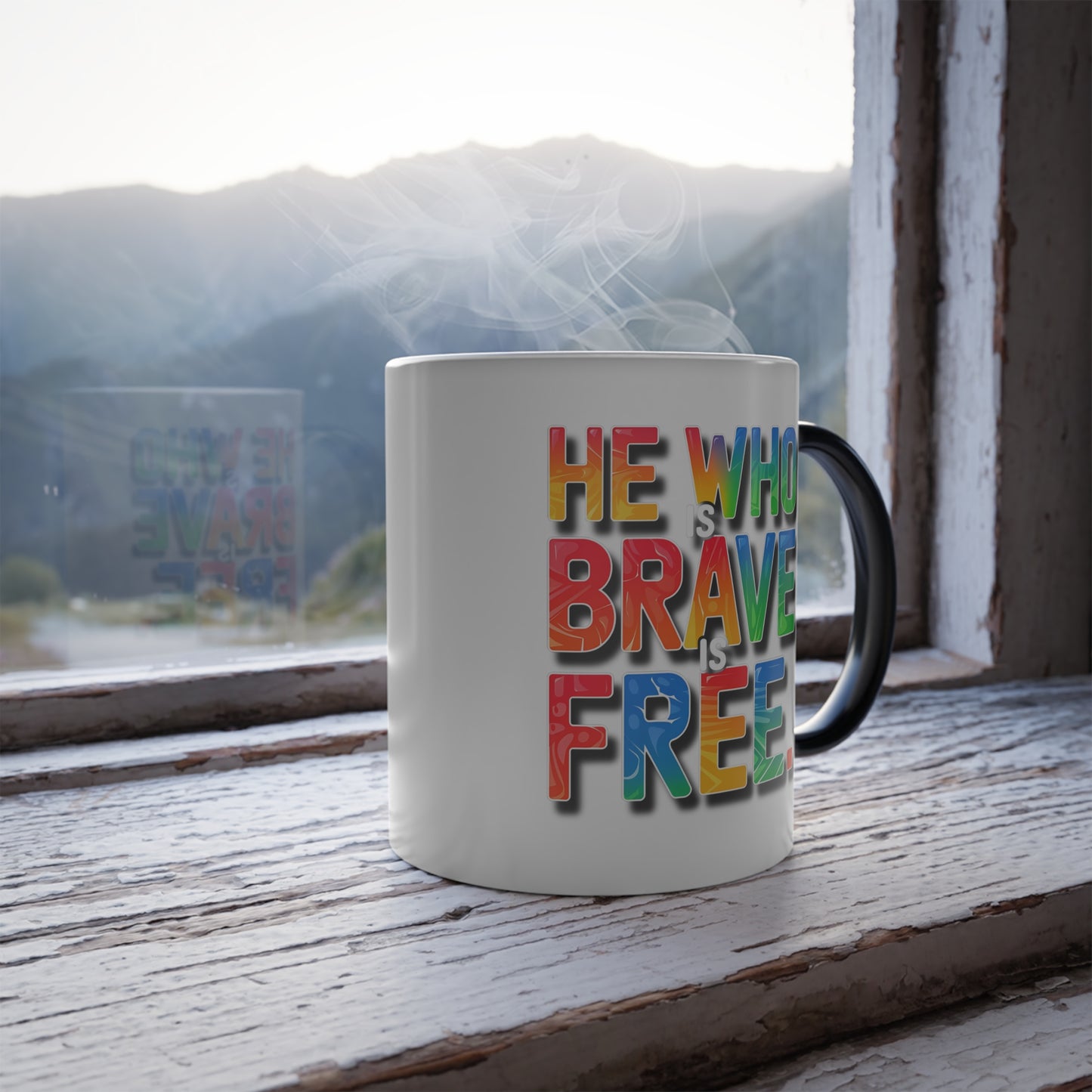 He Who is Brave is Free - Color Morphing Mug, 11oz