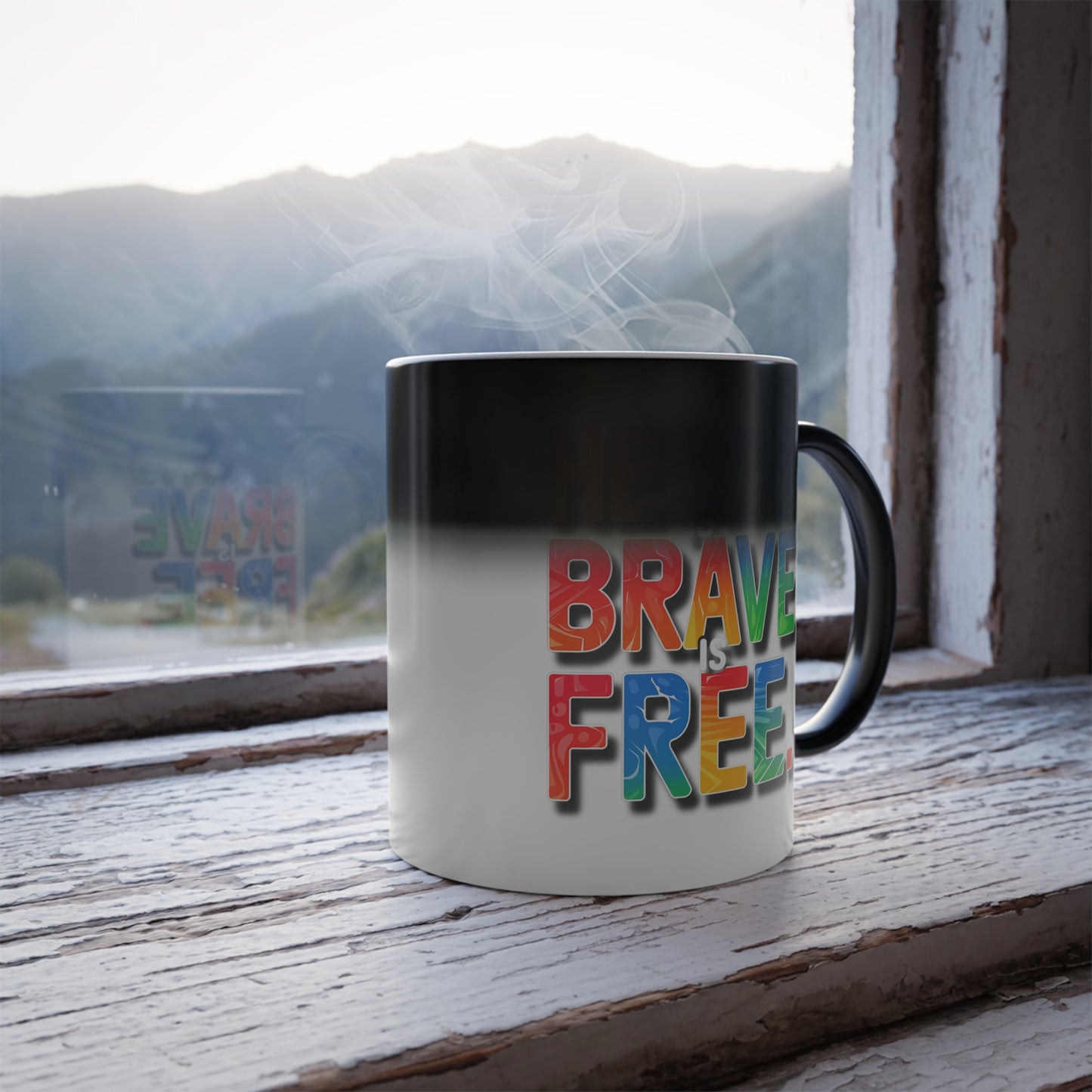 He Who is Brave is Free - Color Morphing Mug, 11oz