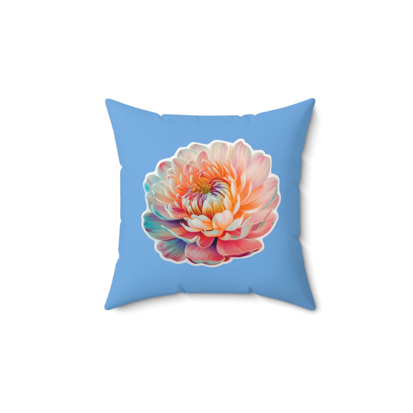 "A plethora of hues Flower" - Spun Polyester Square Pillow