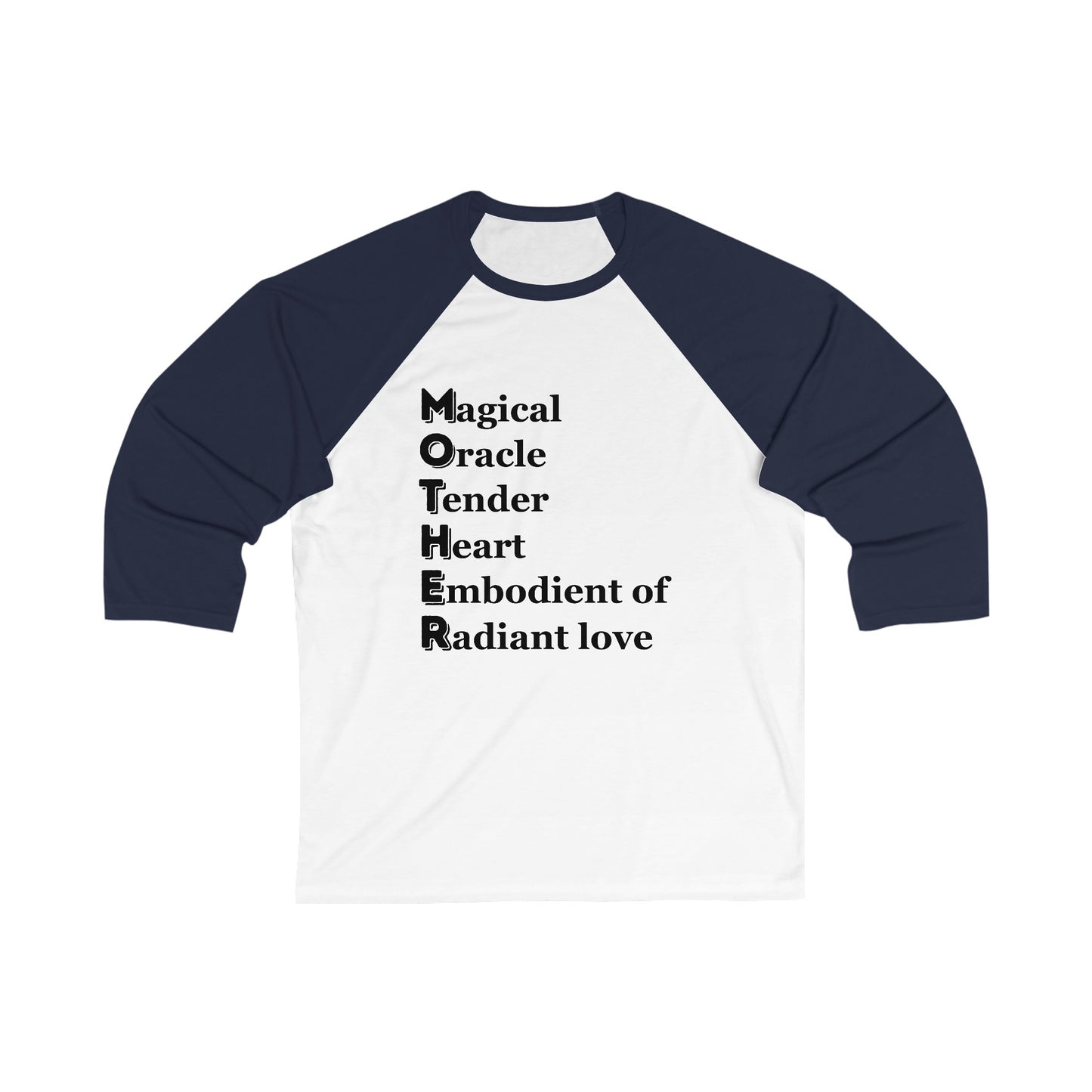 "MOTHER Magical Oracle, Tender Heart, Embodiment of Radiant Love" - Unisex 3\4 Sleeve Baseball Tee