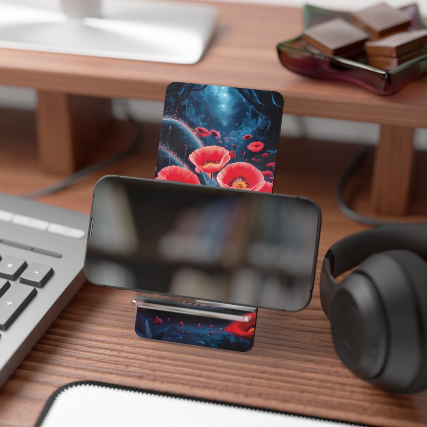 Red Poppies for Tea: Let's Brew Happiness! - Display Stand for Smartphones