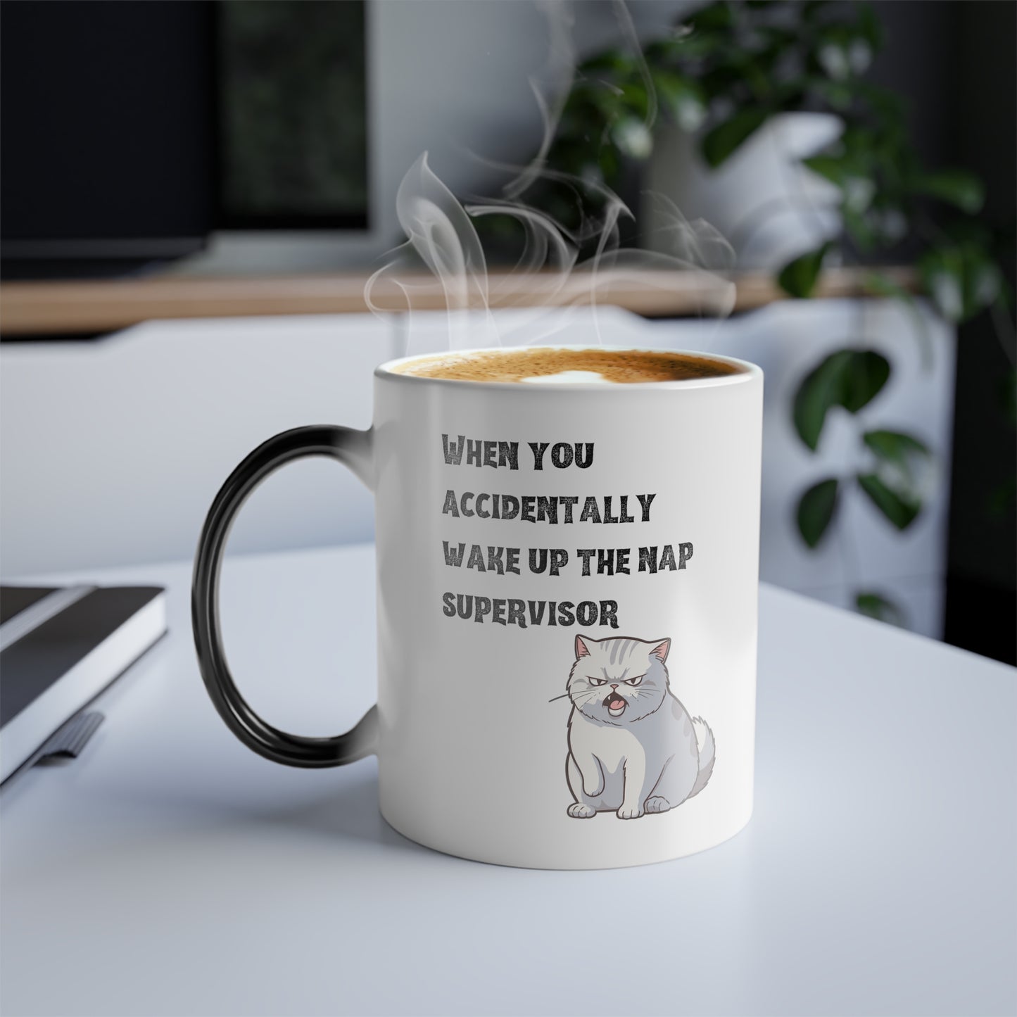 "When you accidentally wake up the nap supervisor" Cat Meme - Color Morphing Mug, 11oz