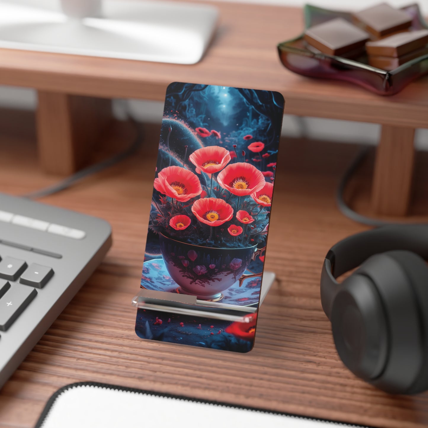 Red Poppies for Tea: Let's Brew Happiness! - Display Stand for Smartphones