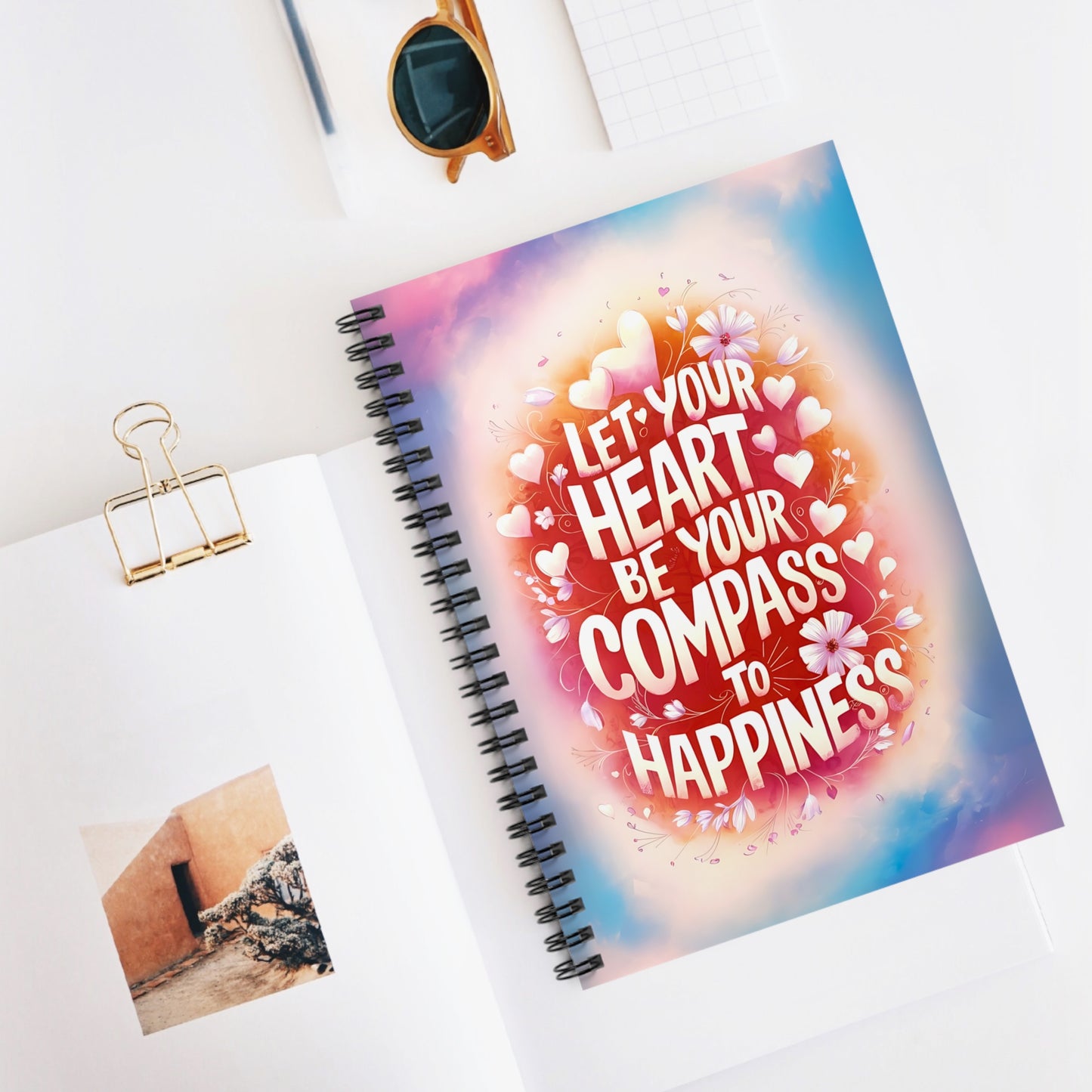 Let Your Heart Be Your Compass to Happiness Spiral Notebook - Ruled Line