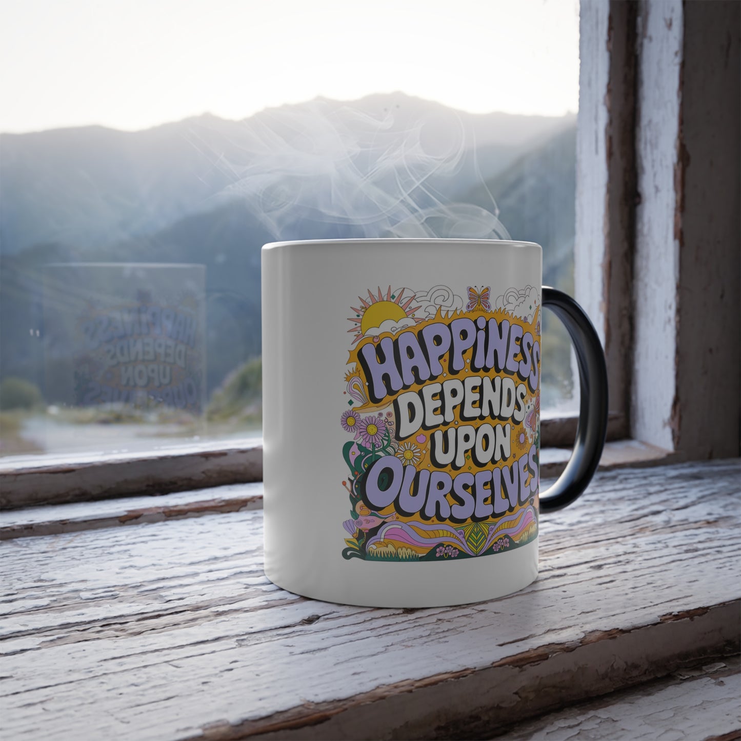 Happiness Depends Upon Ourselves - Color Morphing Mug, 11oz