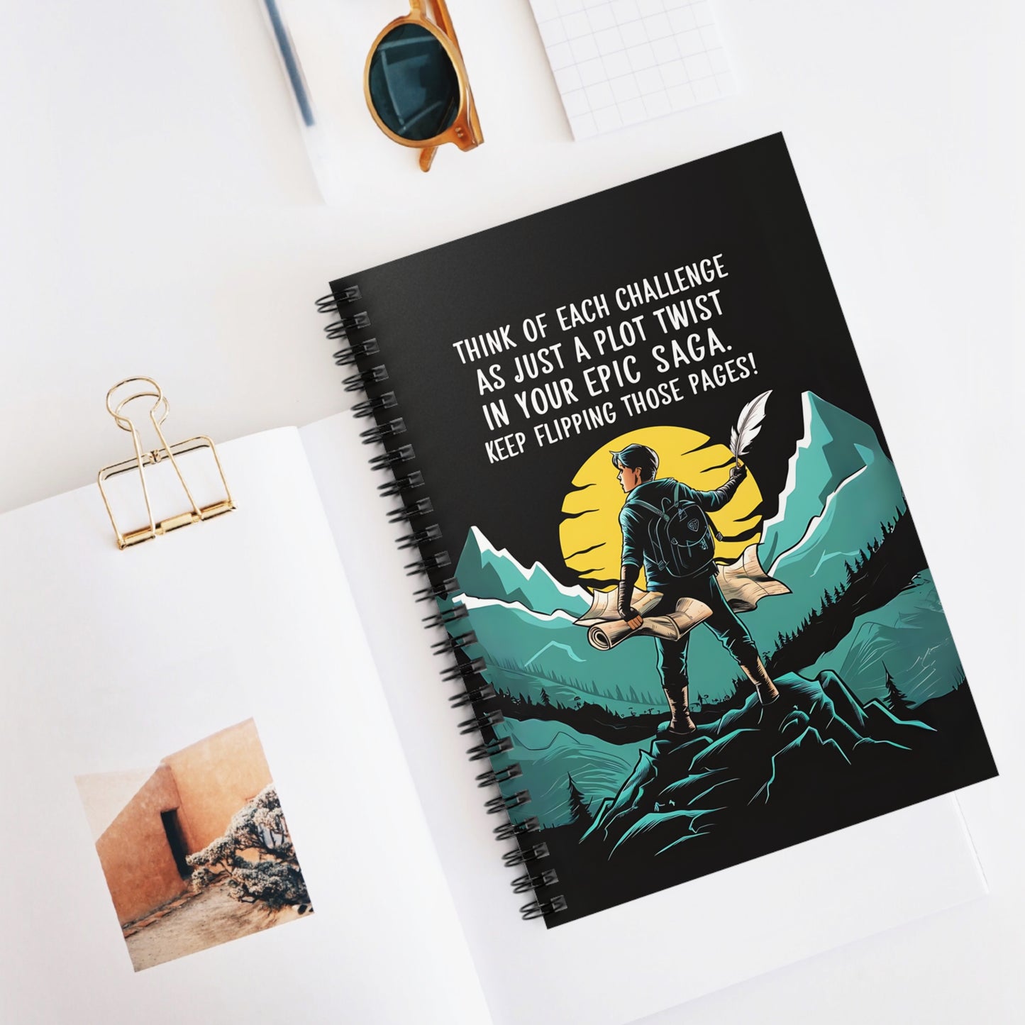 Think of Each Challenge as Just a Plot Twist in Your Epic Saga Keep Flipping Those Pages Spiral Notebook - Ruled Line