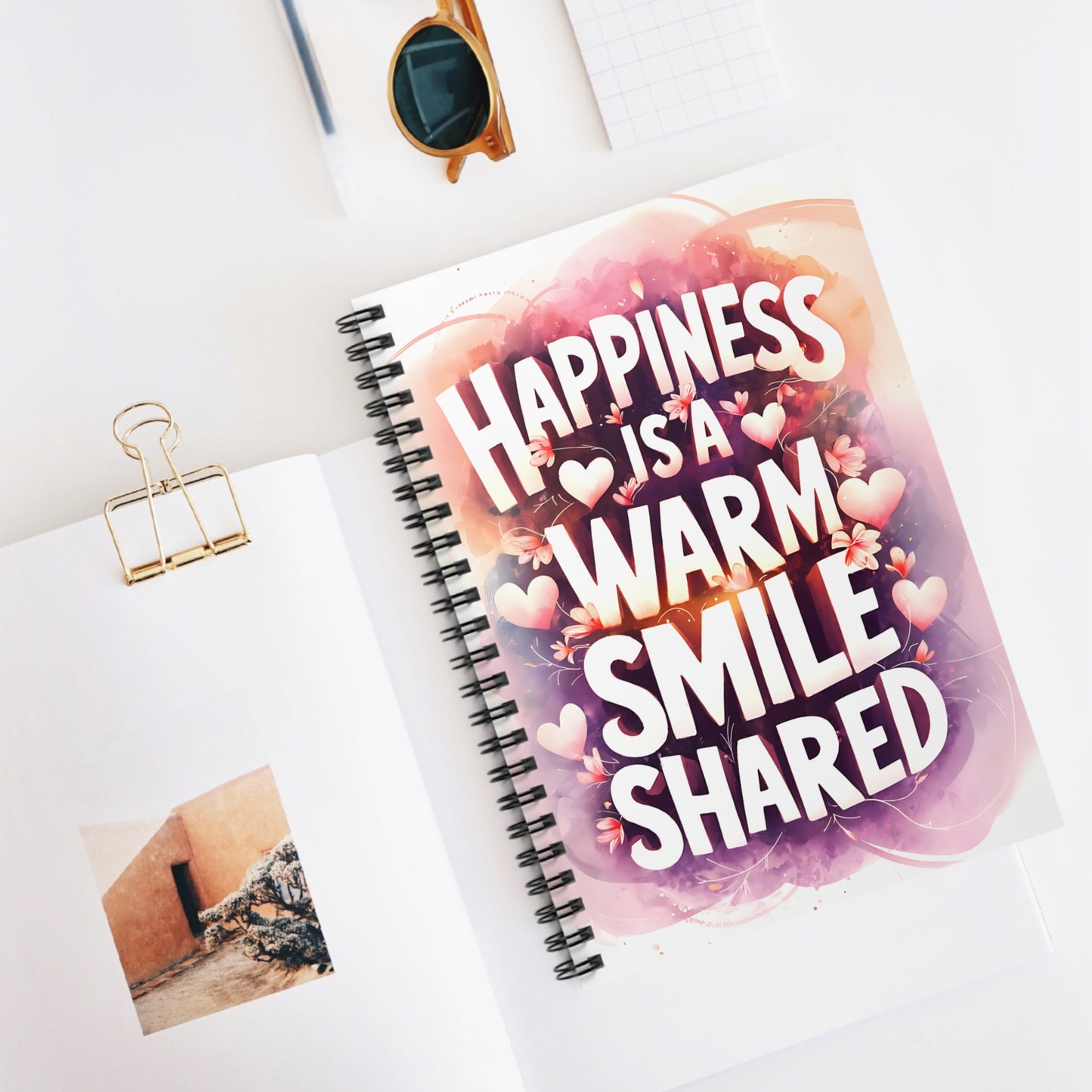 Happiness is a Warm Smile Shared Spiral Notebook - Ruled Line