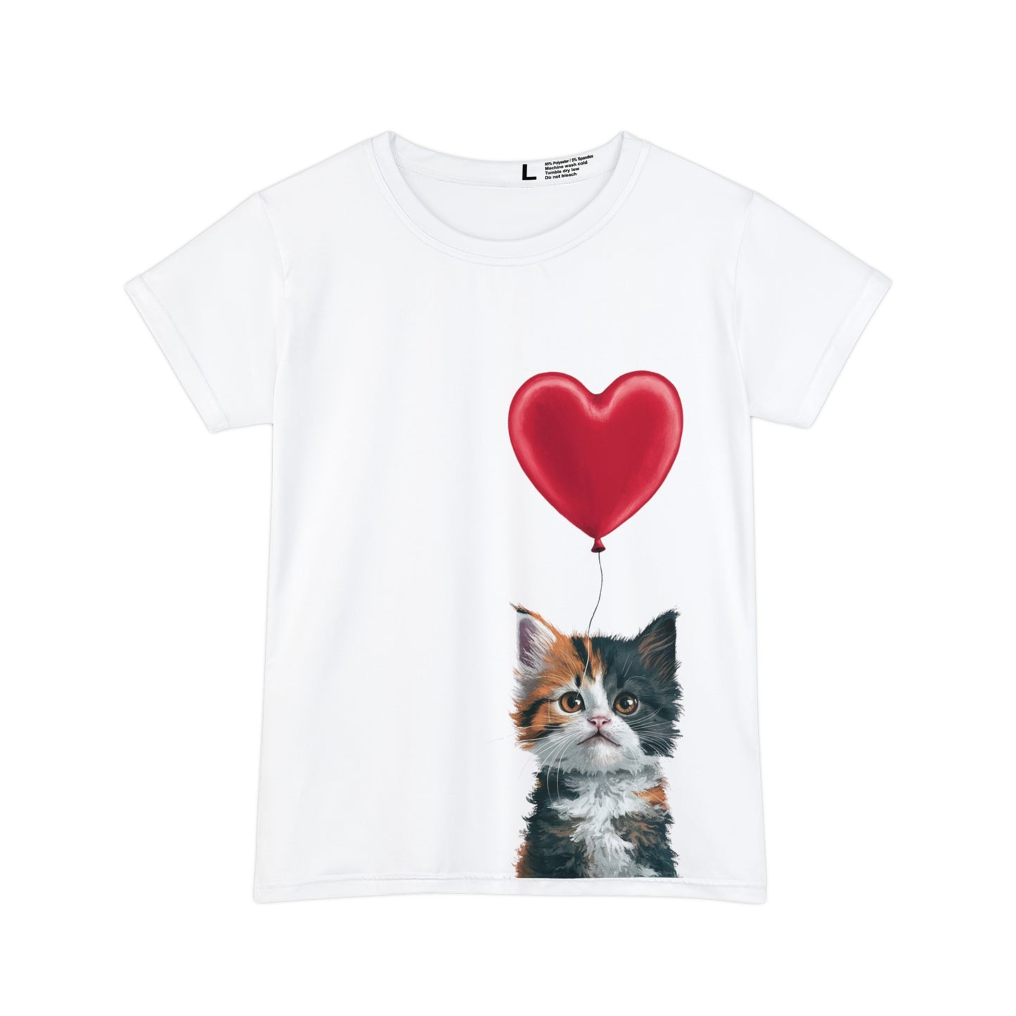 "Red Balloon Cat Version" - Women's Short Sleeve Shirt (AOP) in White