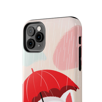 Rainy Day Ruff: Cartoon Dog with Red Pawrella - Tough Phone Cases