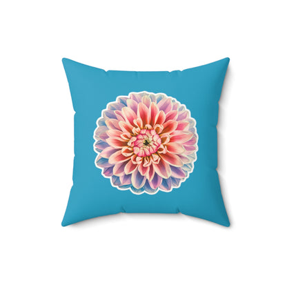 "Square Pillow with Chrysanthemum Blossom" - Spun Polyester