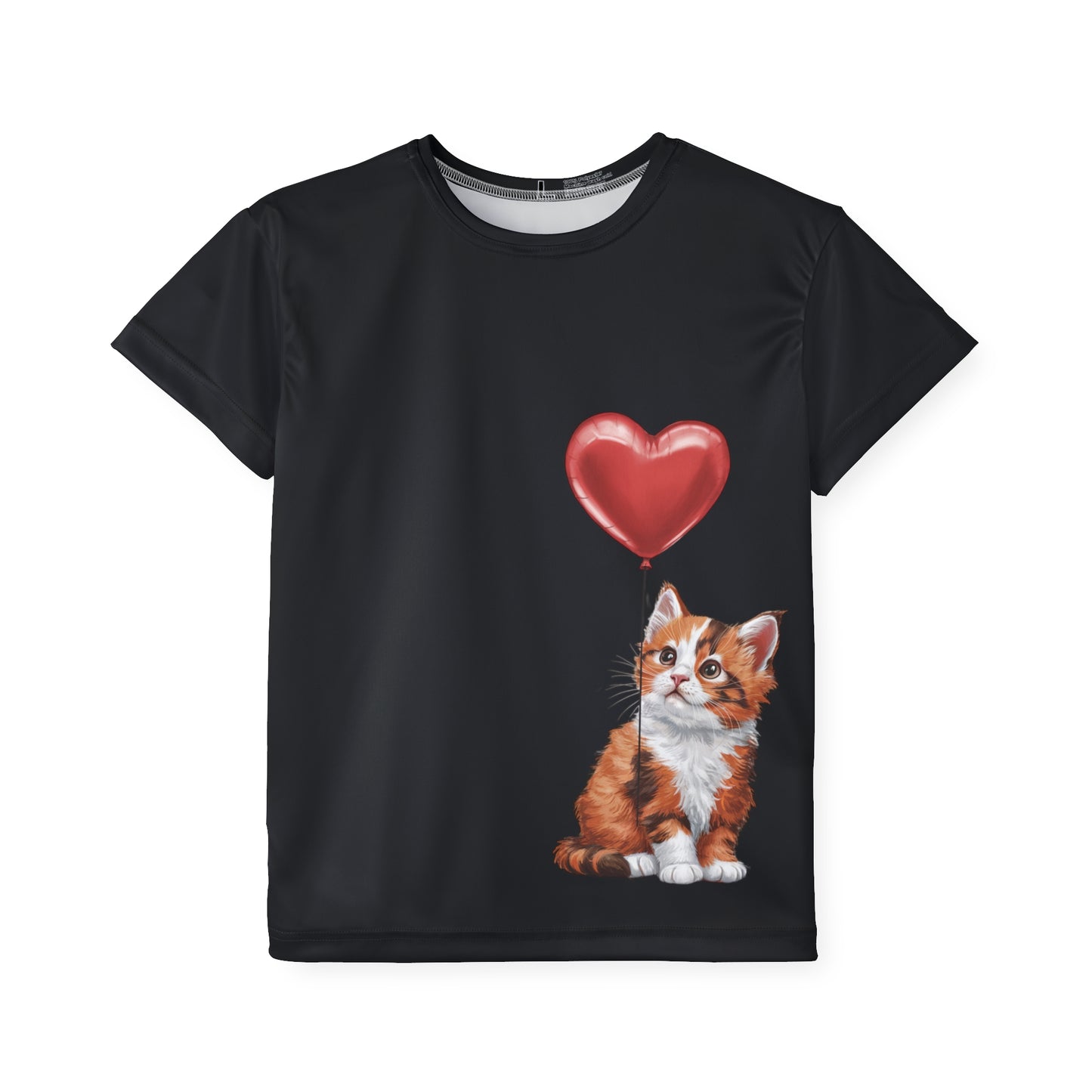 "Red Balloon Scottish Fold Version" - Kids Sports Jersey (AOP) in Black