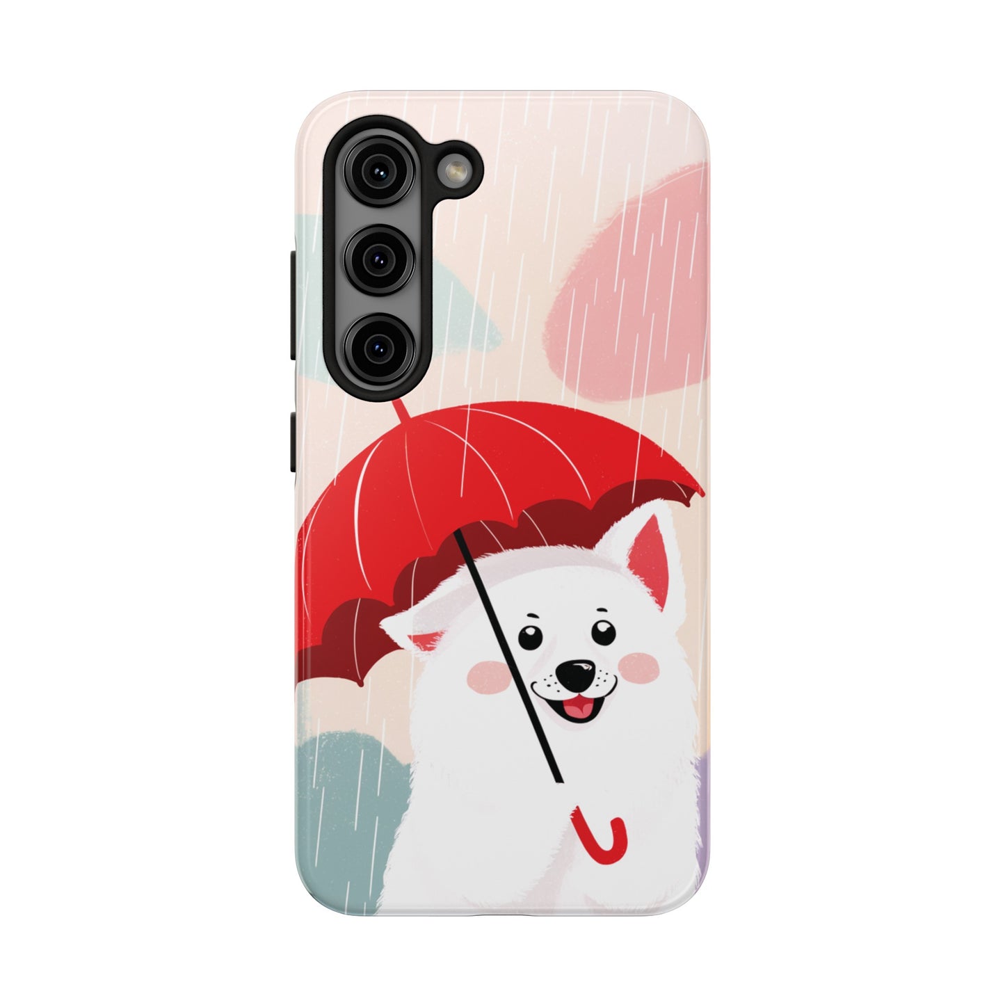 Rainy Day Ruff: Cartoon Dog with Red Pawrella - Tough Phone Cases