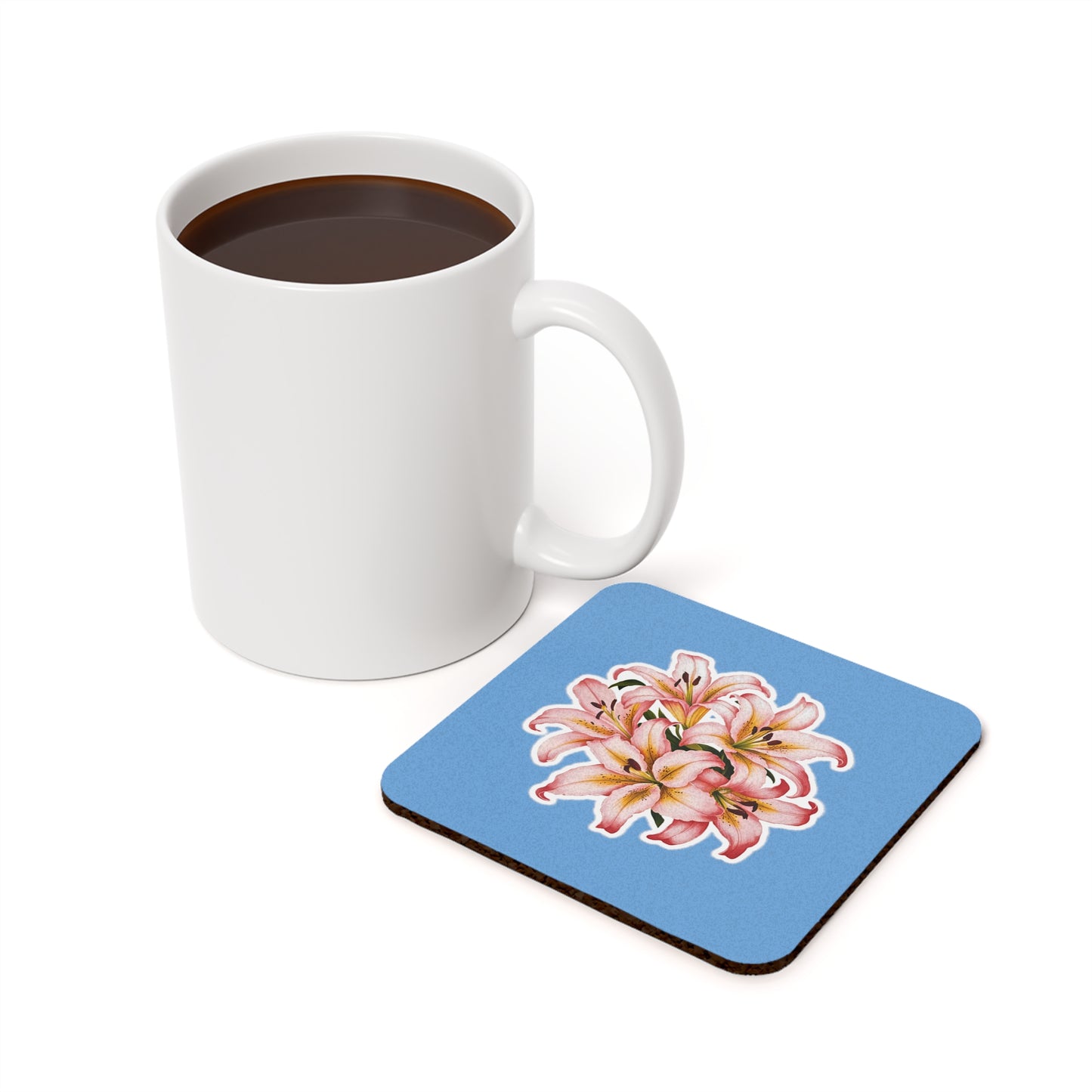 Coaster with Lily Design - Cork Coaster