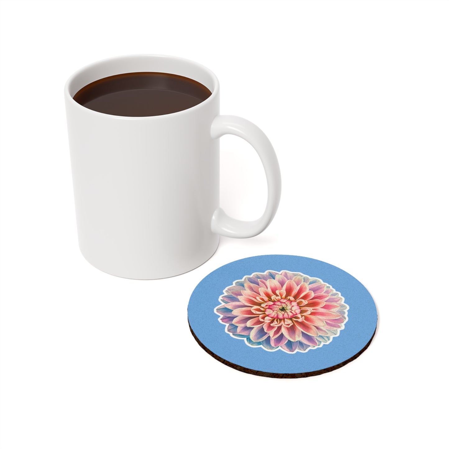 Coaster with Chrysanthemum Design - Cork Coaster