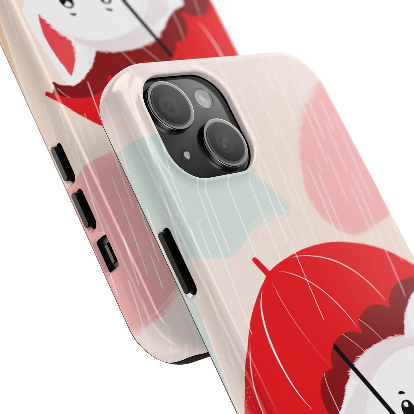 Rainy Day Ruff: Cartoon Dog with Red Pawrella - Tough Phone Cases