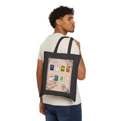 "Flower Postage Stamp"- Cotton Canvas Tote Bag