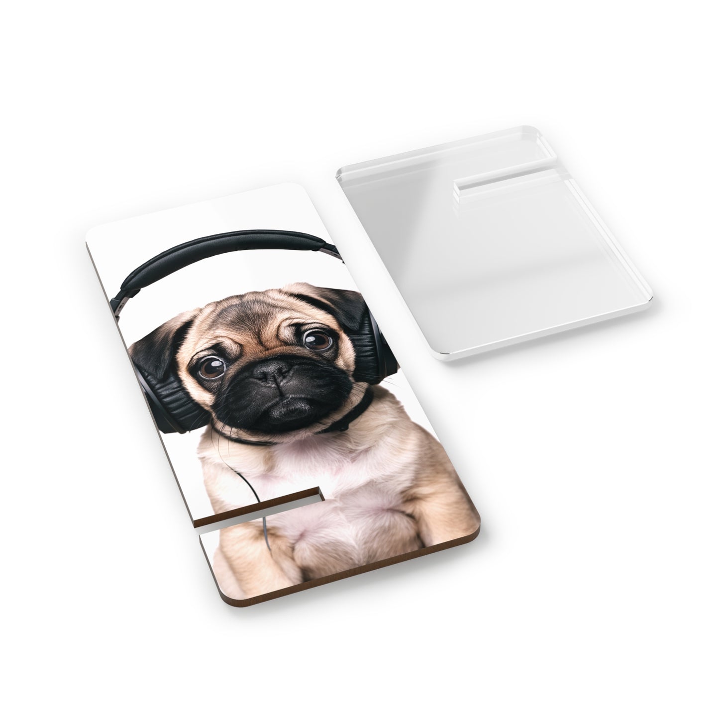 Pawsitively Cool: Pug on Headphones - Display Stand for Smartphones