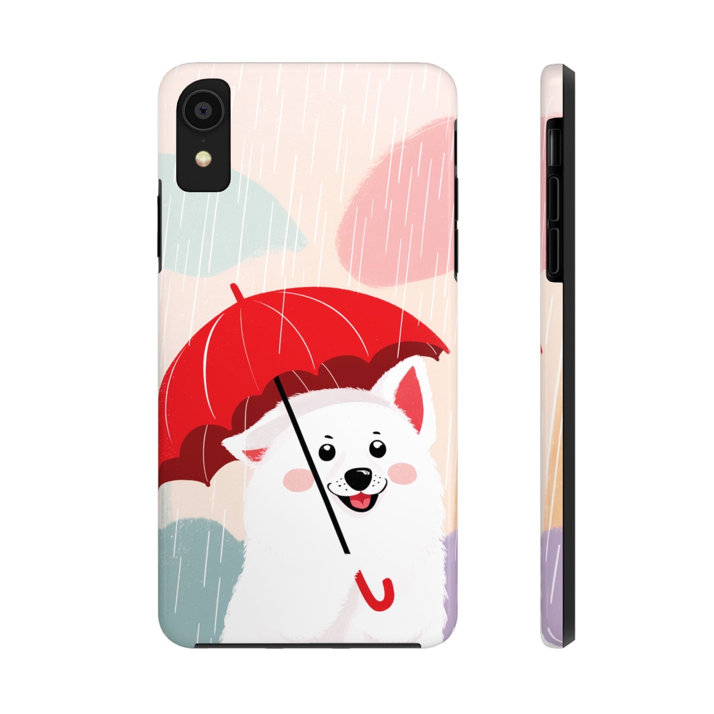 Rainy Day Ruff: Cartoon Dog with Red Pawrella - Tough Phone Cases