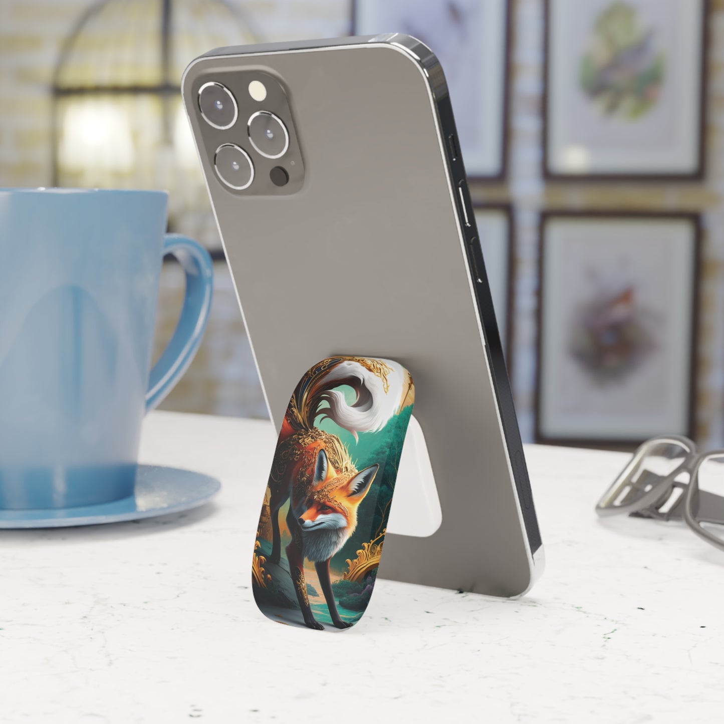 Art Nouveau Reverie: Leaping Red Fox - Phone Click-On Grip