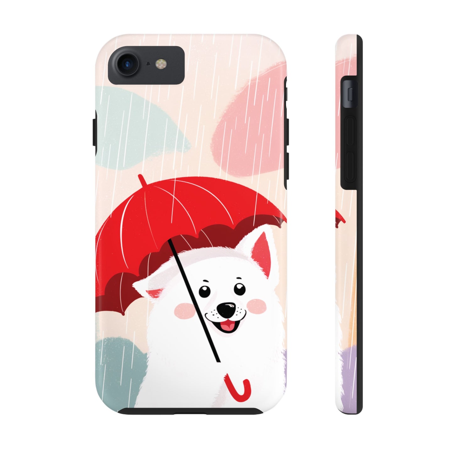 Rainy Day Ruff: Cartoon Dog with Red Pawrella - Tough Phone Cases