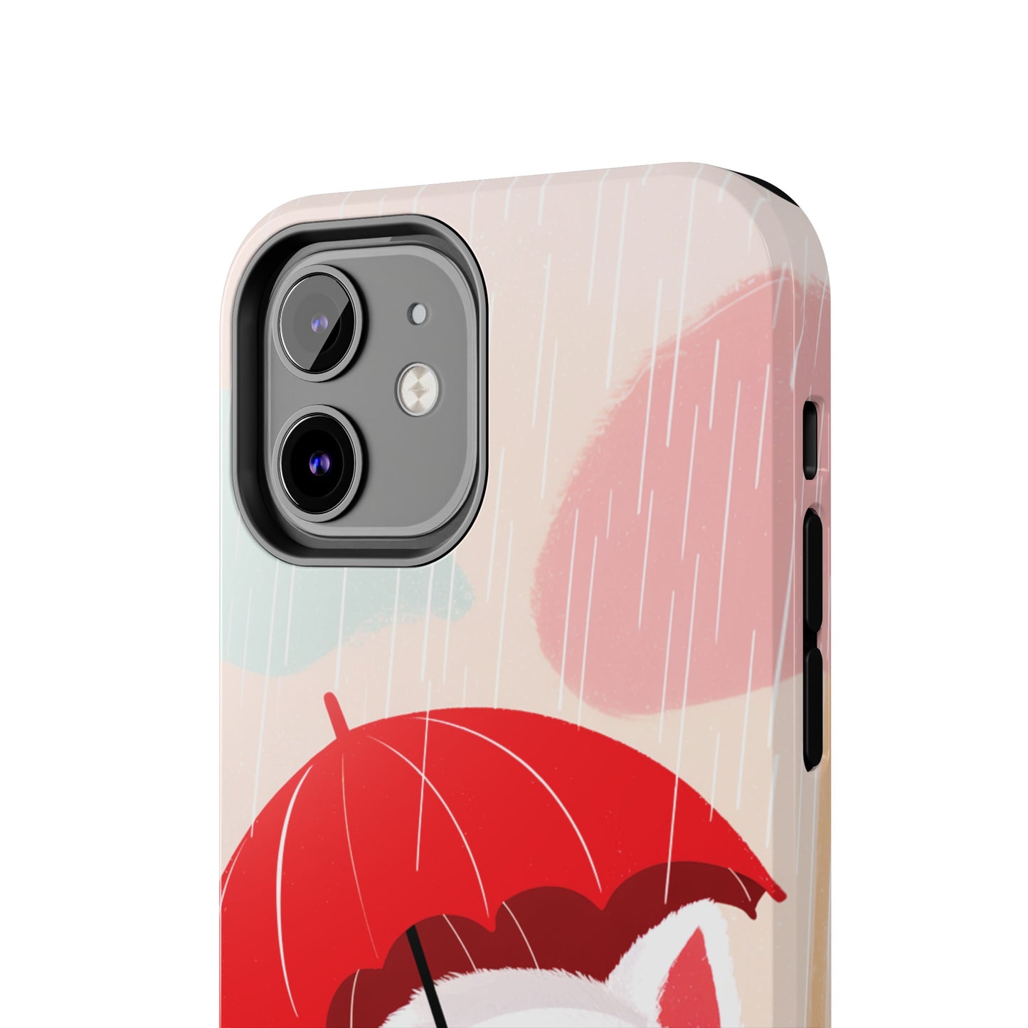 Rainy Day Ruff: Cartoon Dog with Red Pawrella - Tough Phone Cases