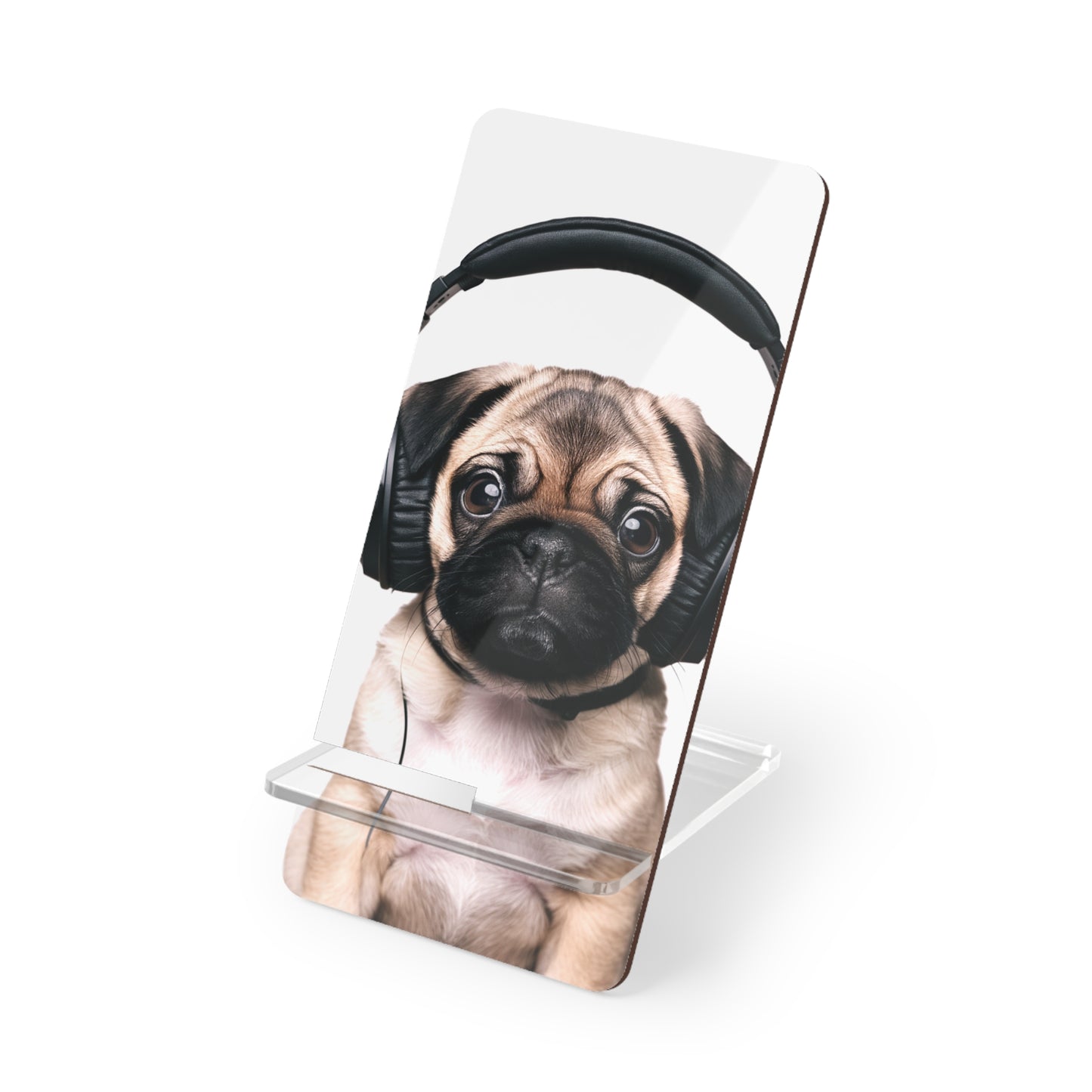 Pawsitively Cool: Pug on Headphones - Display Stand for Smartphones