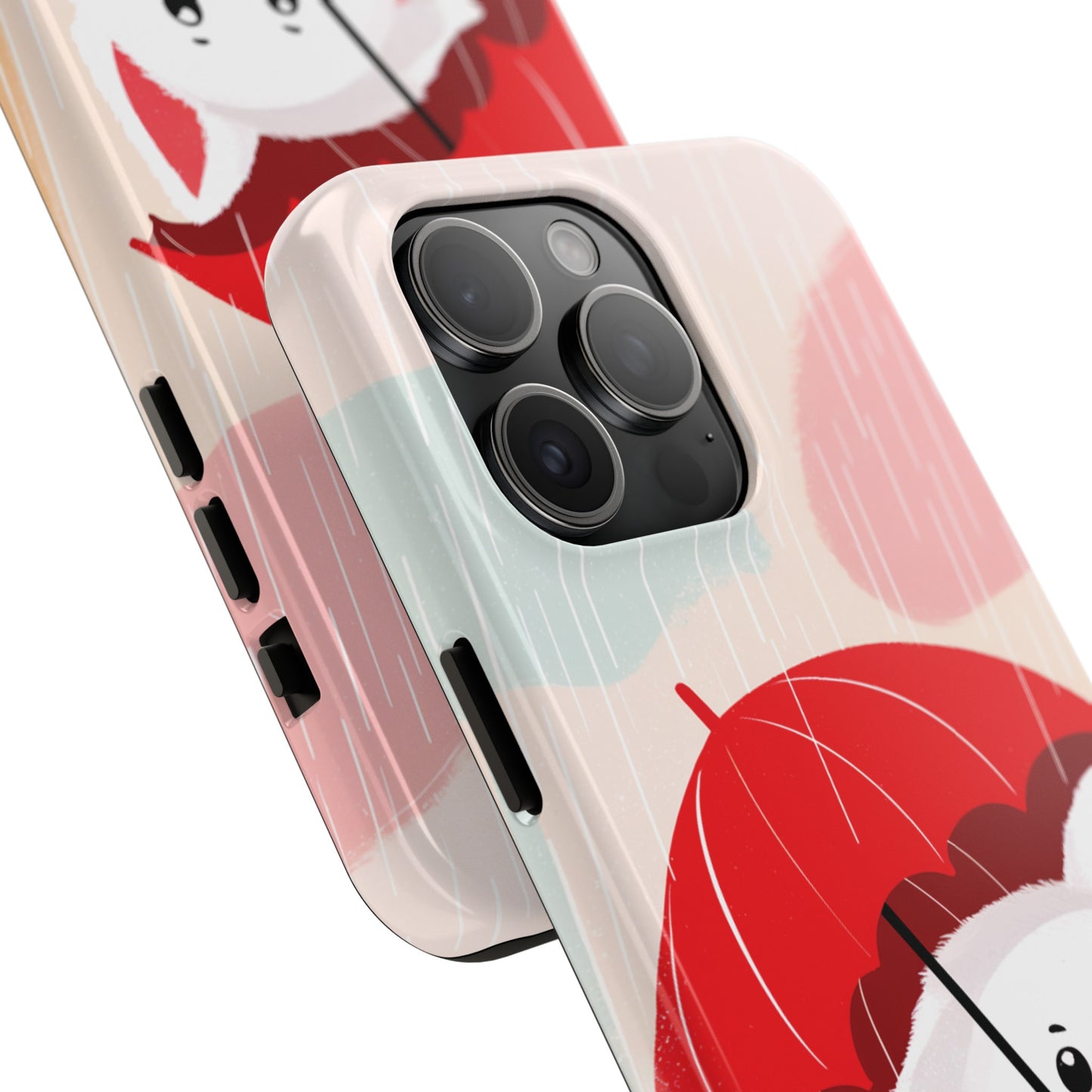 Rainy Day Ruff: Cartoon Dog with Red Pawrella - Tough Phone Cases