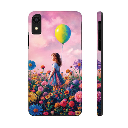 Girl with Yellow and Blue Balloon: Garden Oasis at Dusk - Tough Phone Cases