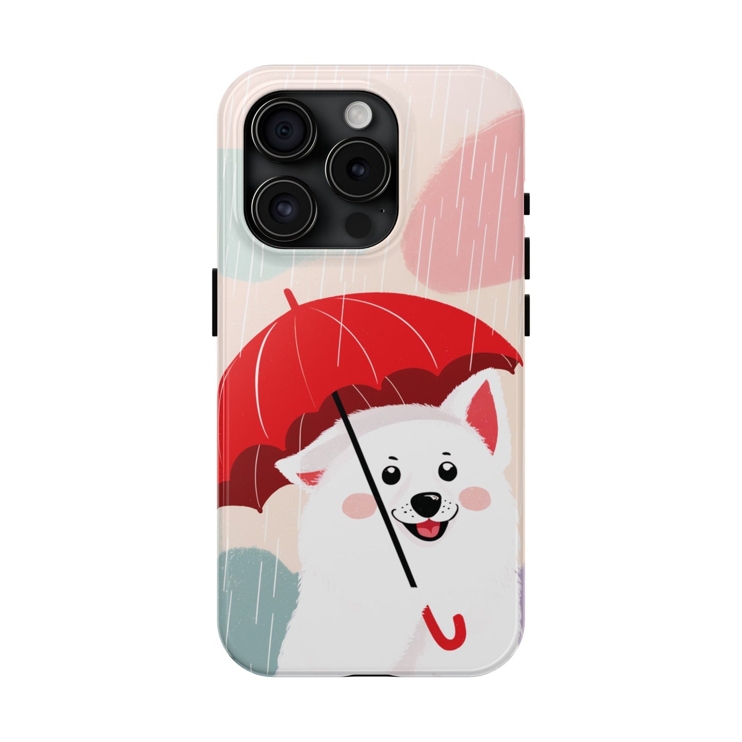 Rainy Day Ruff: Cartoon Dog with Red Pawrella - Tough Phone Cases