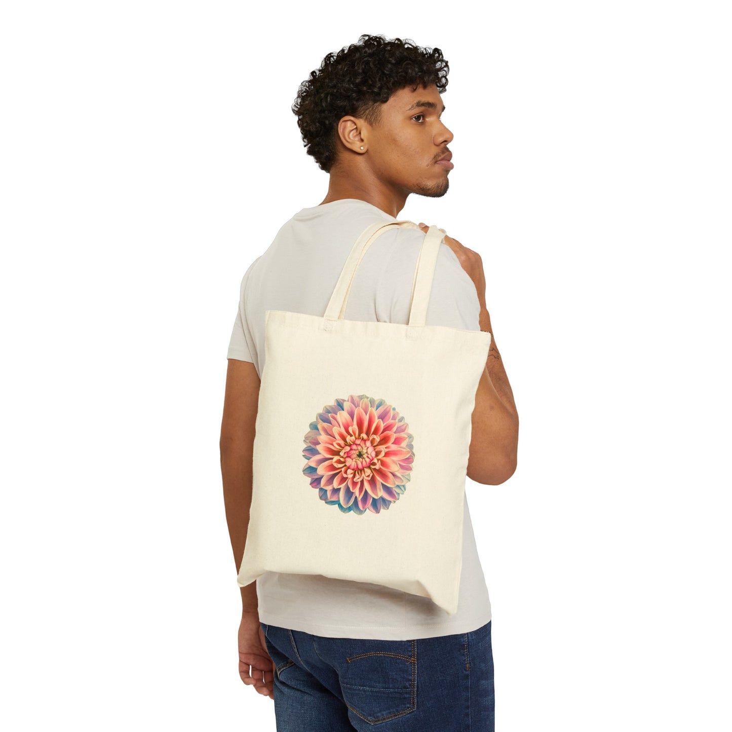 "An array of colors featuring a Chrysanthemum Flower" - Cotton Canvas Tote Bag