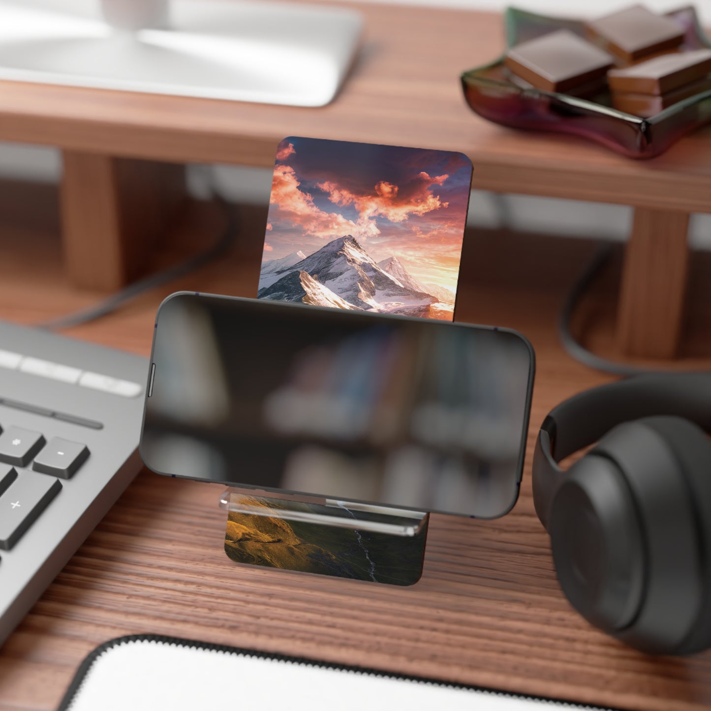 Twilight Falls Over Peaks - Display Stand for Smartphones