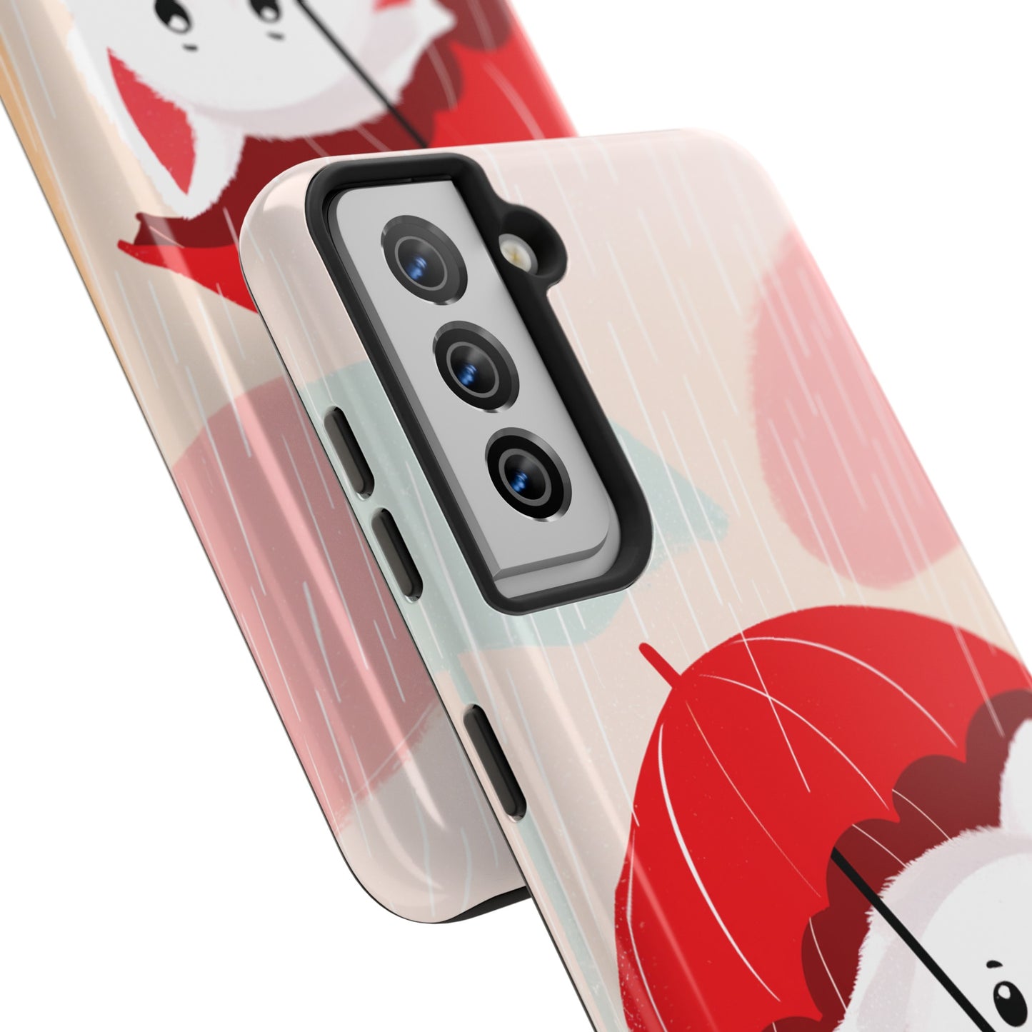 Rainy Day Ruff: Cartoon Dog with Red Pawrella - Tough Phone Cases