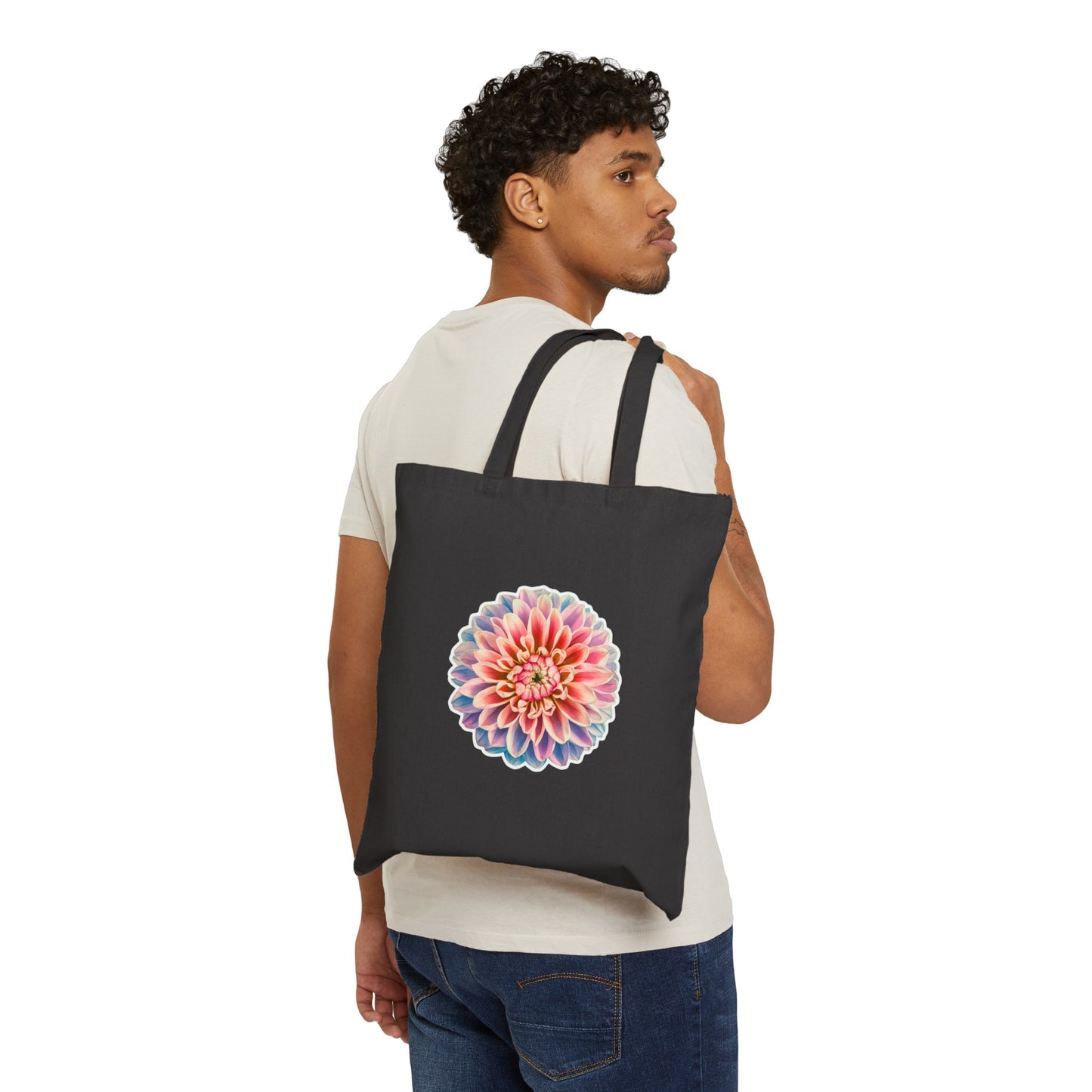 "An array of colors featuring a Chrysanthemum Flower" - Cotton Canvas Tote Bag