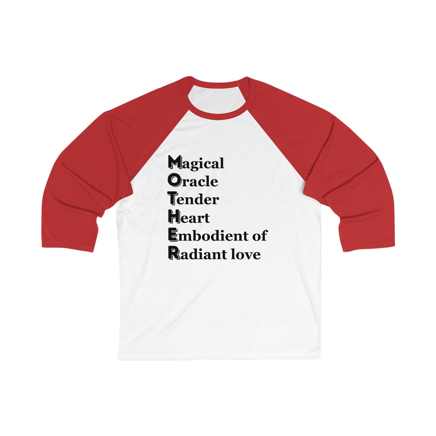 "MOTHER Magical Oracle, Tender Heart, Embodiment of Radiant Love" - Unisex 3\4 Sleeve Baseball Tee