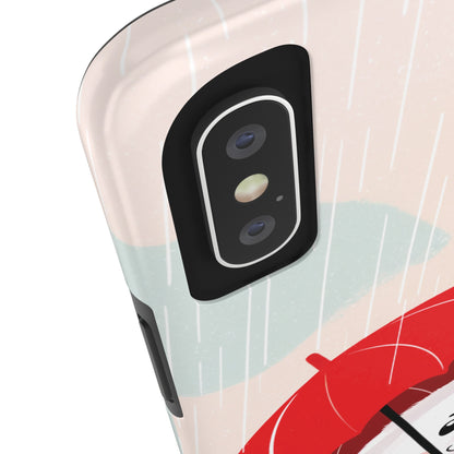 Rainy Day Ruff: Cartoon Dog with Red Pawrella - Tough Phone Cases