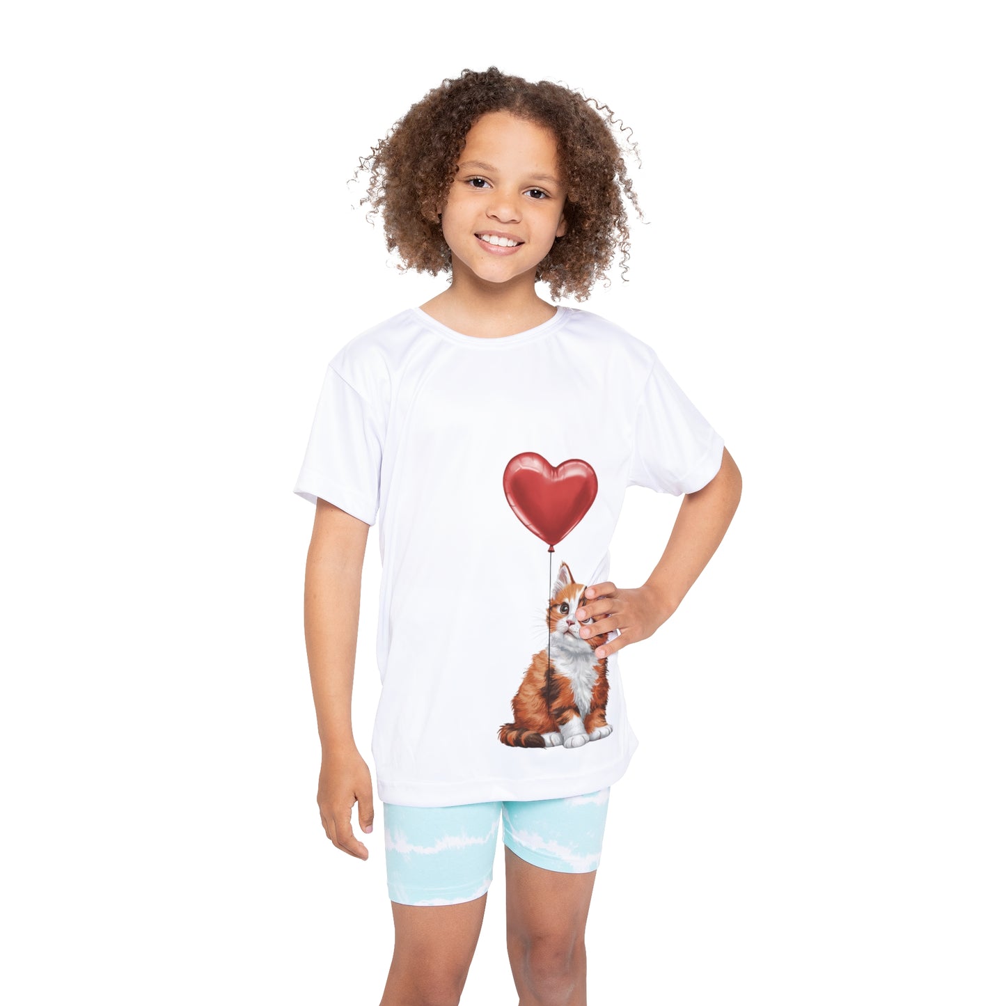 "Red Balloon Scottish Fold Version" - Kids Sports Jersey (AOP) in White