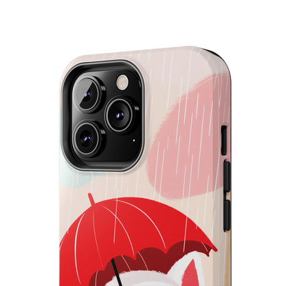 Rainy Day Ruff: Cartoon Dog with Red Pawrella - Tough Phone Cases