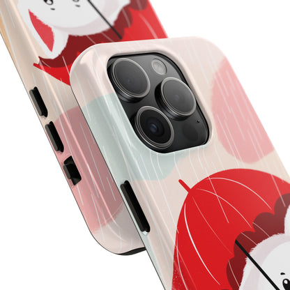 Rainy Day Ruff: Cartoon Dog with Red Pawrella - Tough Phone Cases