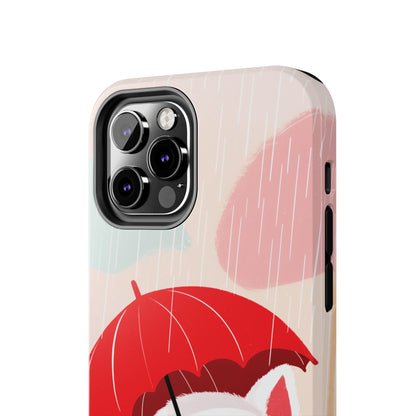 Rainy Day Ruff: Cartoon Dog with Red Pawrella - Tough Phone Cases