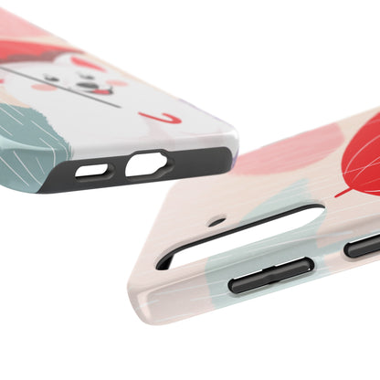 Rainy Day Ruff: Cartoon Dog with Red Pawrella - Tough Phone Cases